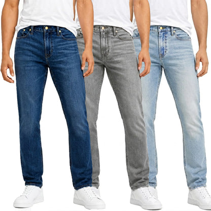 Herren Jeans 3er-Pack – Flex Stretch Slim Straight Denim mit 5 Taschen