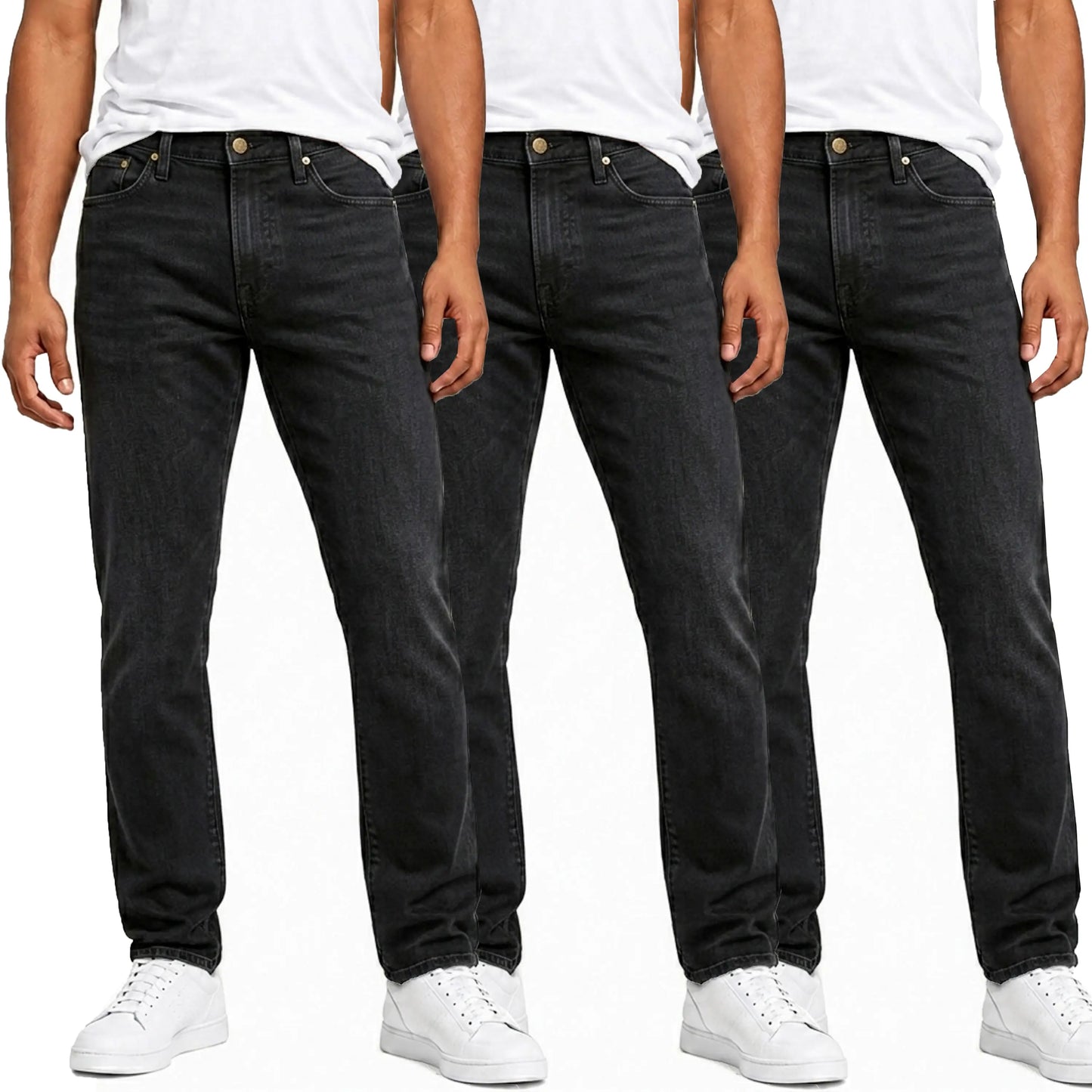 Herren Jeans 3er-Pack – Flex Stretch Slim Straight Denim mit 5 Taschen