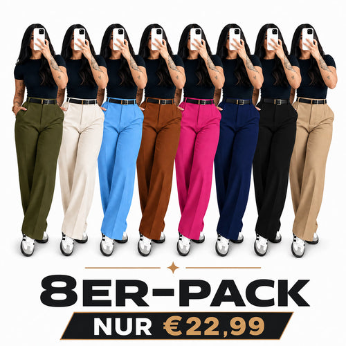Damen-Hose mit hohem Bund und geradem Bein – fließende, elegante Anzughose mit lässigem Schnitt, für Büro und Alltag, mit figurformendem Effekt