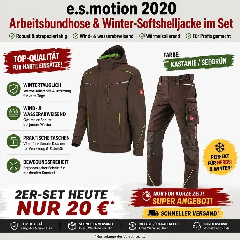 ☀️ WINTER-SALE IM SOMMER ❄️Softshelljacke × Bundhose e.s.motion 2026 Set