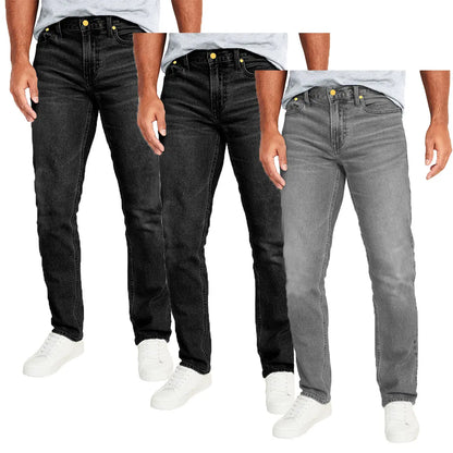 Herren Jeans 3er-Pack – Flex Stretch Slim Straight Denim mit 5 Taschen