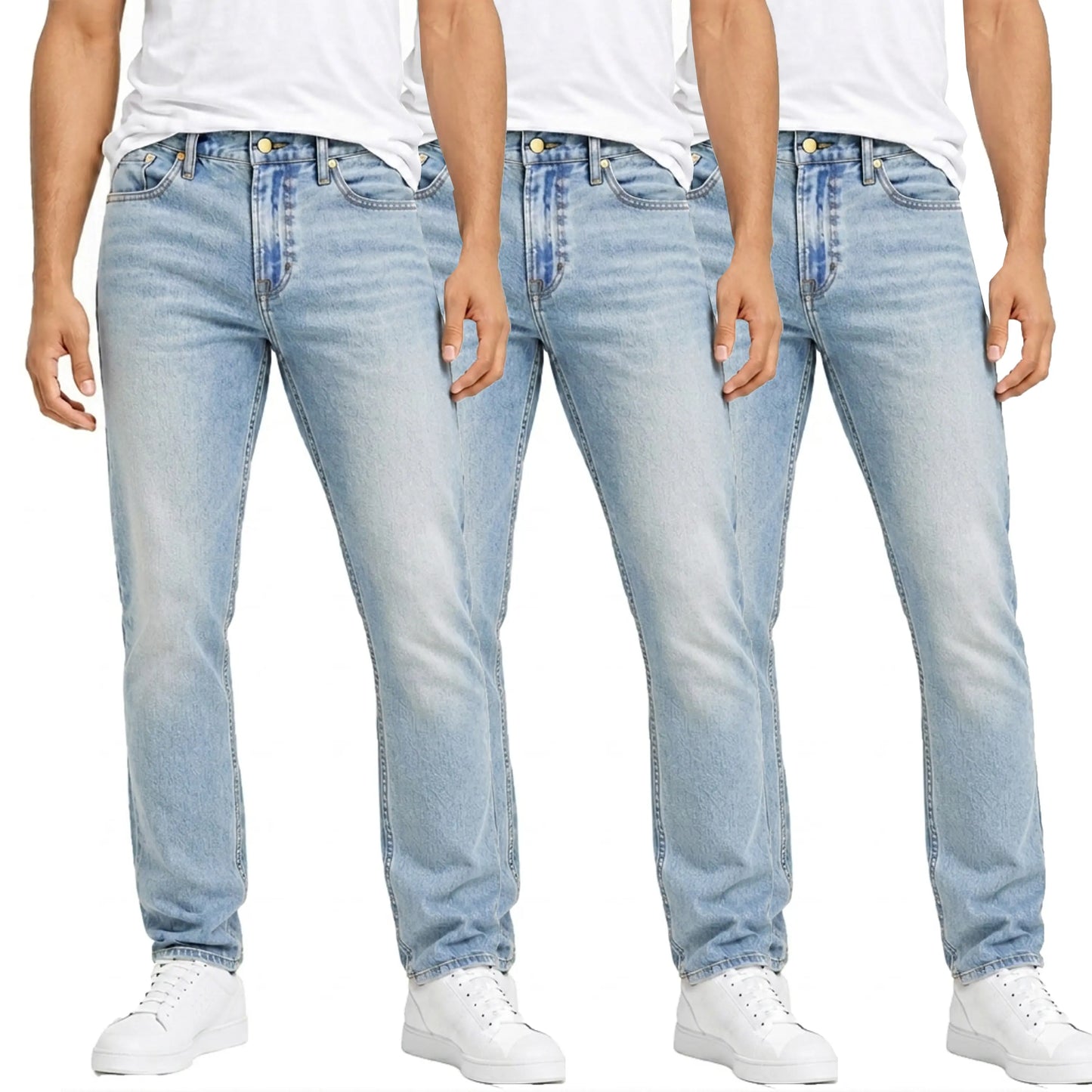 Herren Jeans 3er-Pack – Flex Stretch Slim Straight Denim mit 5 Taschen
