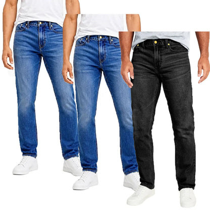 Herren Jeans 3er-Pack – Flex Stretch Slim Straight Denim mit 5 Taschen