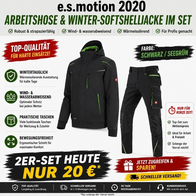 ☀️ WINTER-SALE IM SOMMER ❄️Softshelljacke × Bundhose e.s.motion 2026 Set