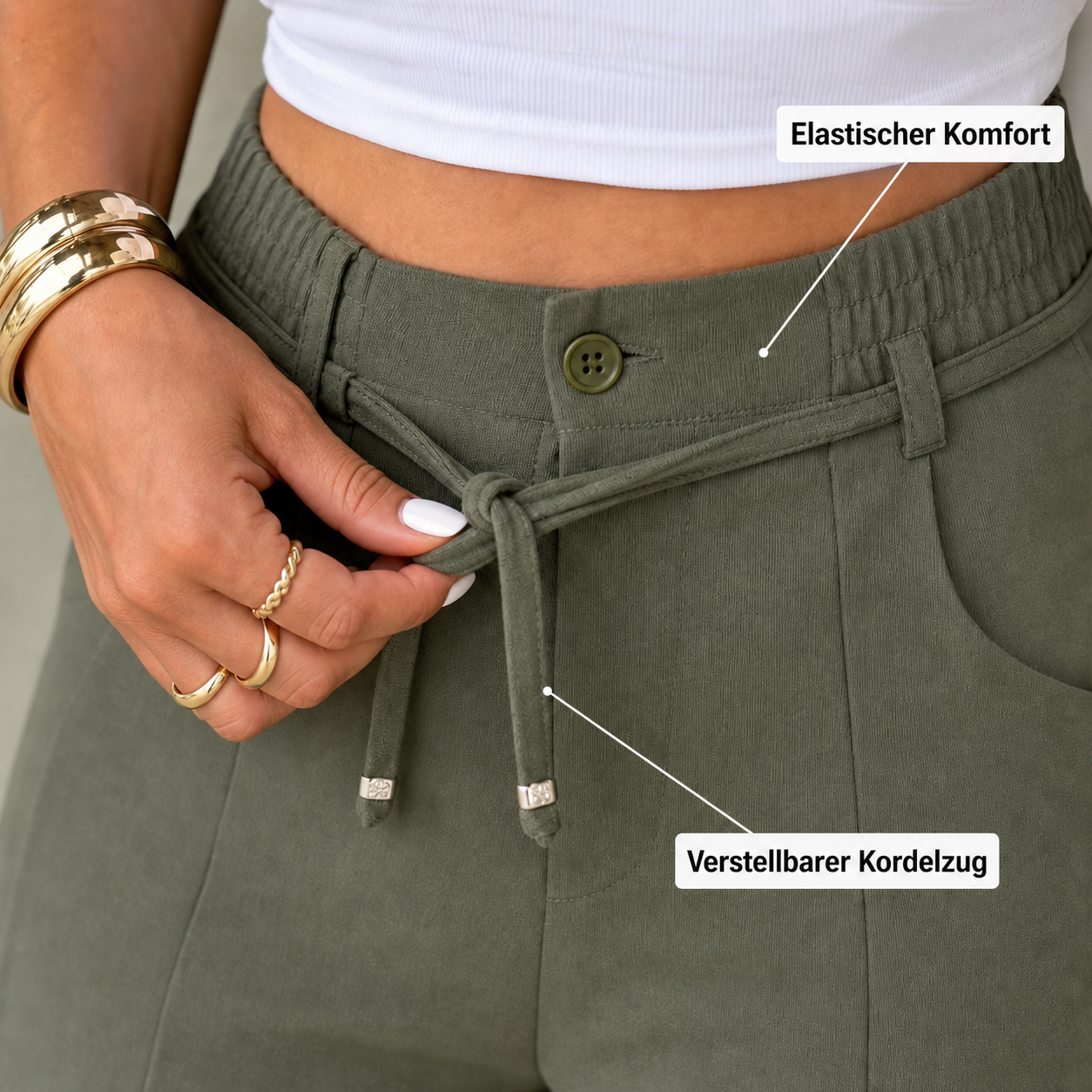 Damenhose mit hoher Taille und geradem Bein – Vordernaht & elastischer Bund hinten – Vielseitig, bequem & perfekt fürs Büro oder die Freizeit
