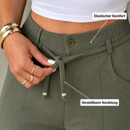 Damenhose mit hoher Taille und geradem Bein – Vordernaht & elastischer Bund hinten – Vielseitig, bequem & perfekt fürs Büro oder die Freizeit