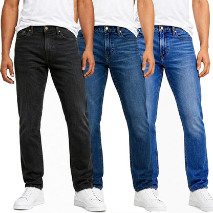 Herren Jeans 3er-Pack – Flex Stretch Slim Straight Denim mit 5 Taschen
