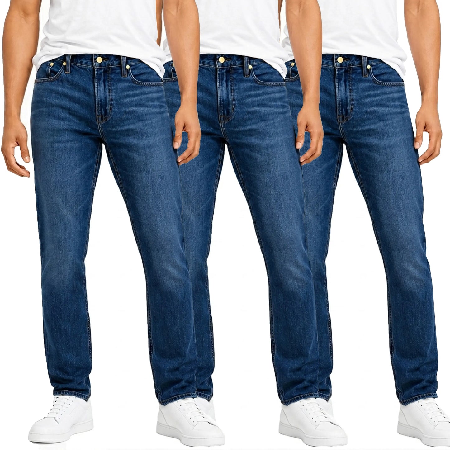 Herren Jeans 3er-Pack – Flex Stretch Slim Straight Denim mit 5 Taschen