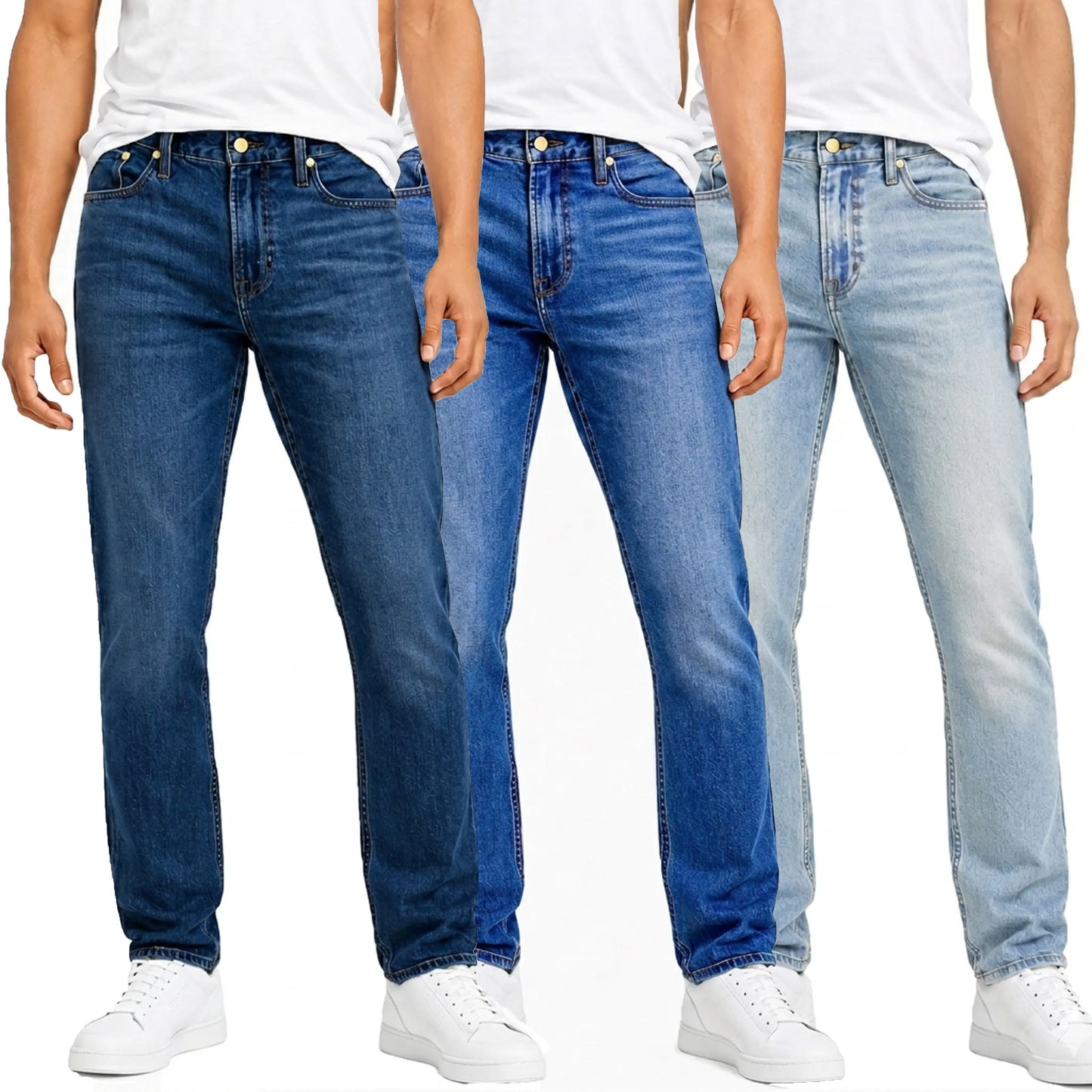 Herren Jeans 3er-Pack – Flex Stretch Slim Straight Denim mit 5 Taschen