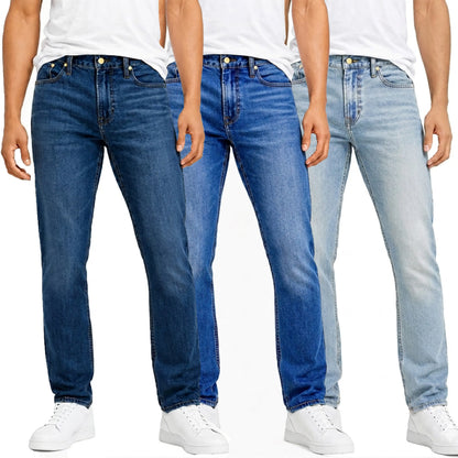 Herren Jeans 3er-Pack – Flex Stretch Slim Straight Denim mit 5 Taschen