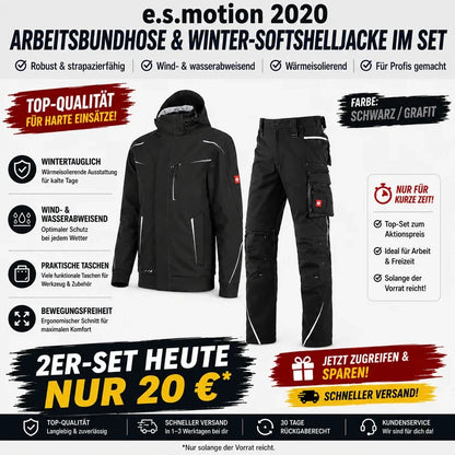 ☀️ WINTER-SALE IM SOMMER ❄️Softshelljacke × Bundhose e.s.motion 2026 Set