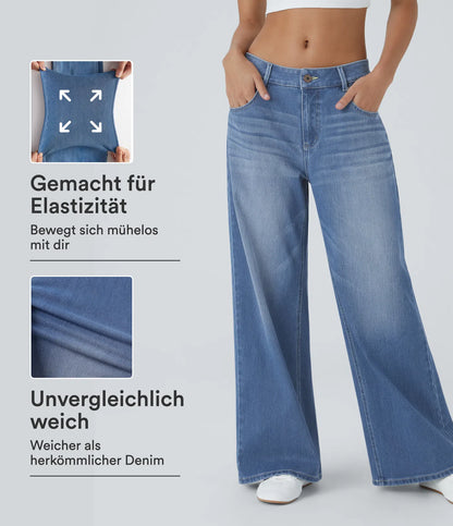 Baggy Jeans Low Rise mit Knopf und Reißverschluss, mehreren Taschen, weitem Bein
