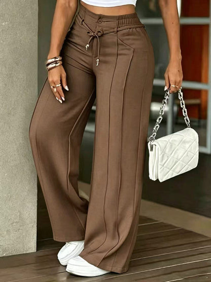 Damenhose mit hoher Taille und geradem Bein – Vordernaht & elastischer Bund hinten – Vielseitig, bequem & perfekt fürs Büro oder die Freizeit