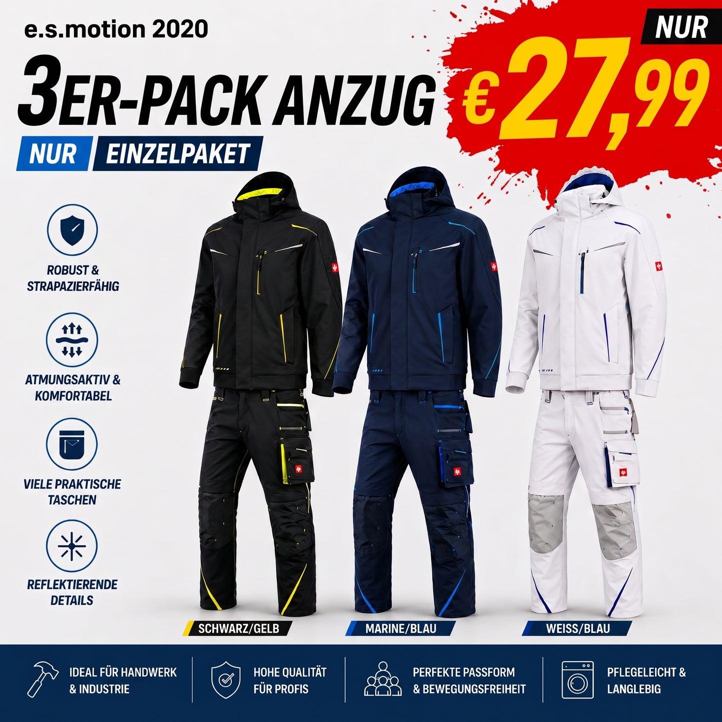 ☀️ WINTER-SALE IM SOMMER ❄️Softshelljacke × Bundhose e.s.motion 2026 Set