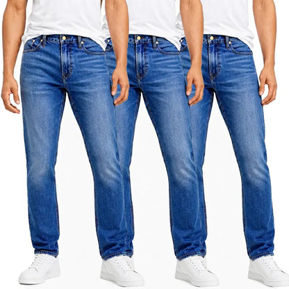 Herren Jeans 3er-Pack – Flex Stretch Slim Straight Denim mit 5 Taschen
