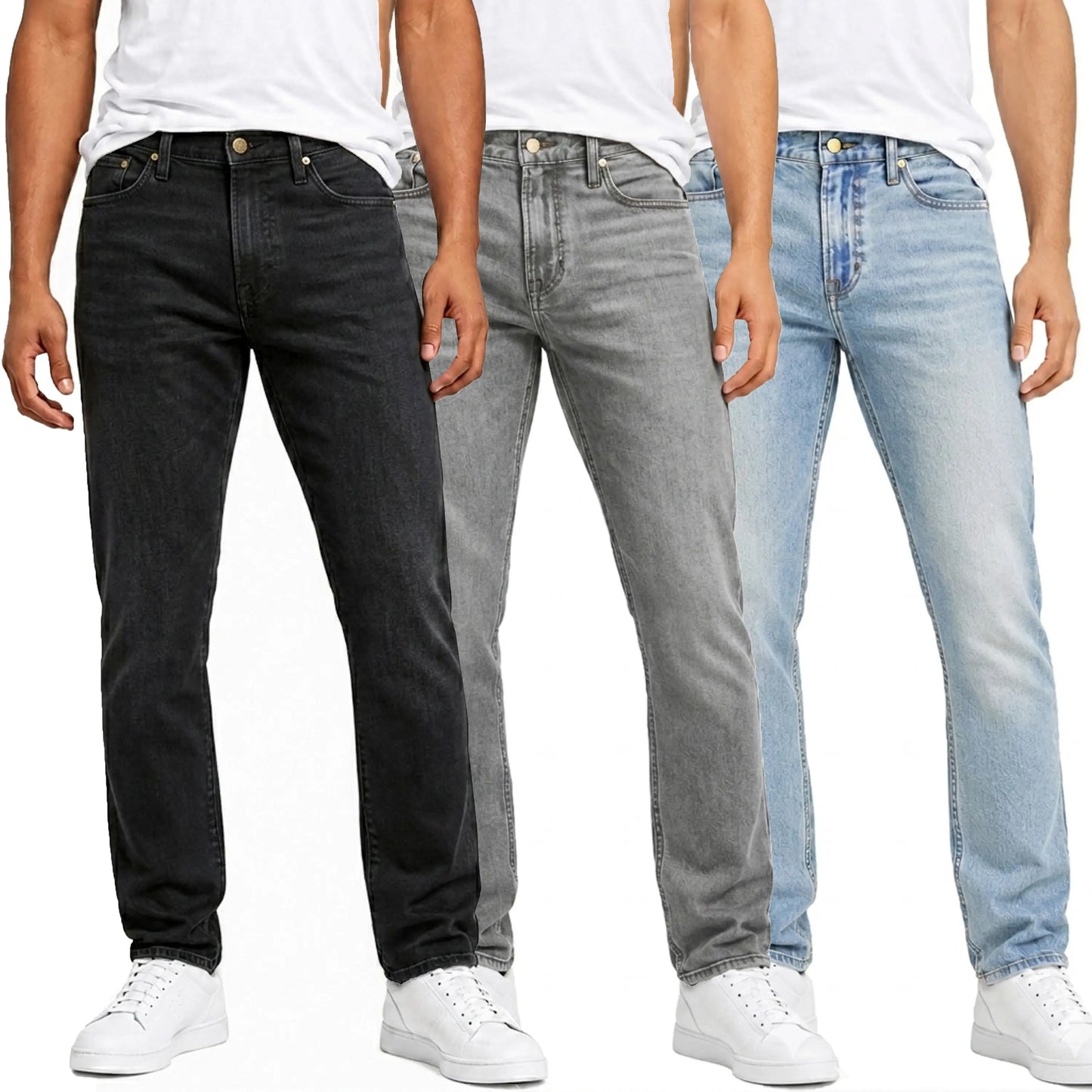 Herren Jeans 3er-Pack – Flex Stretch Slim Straight Denim mit 5 Taschen