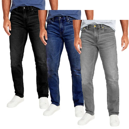 Herren Jeans 3er-Pack – Flex Stretch Slim Straight Denim mit 5 Taschen
