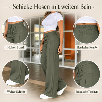 Damenhose mit hoher Taille und geradem Bein – Vordernaht & elastischer Bund hinten – Vielseitig, bequem & perfekt fürs Büro oder die Freizeit