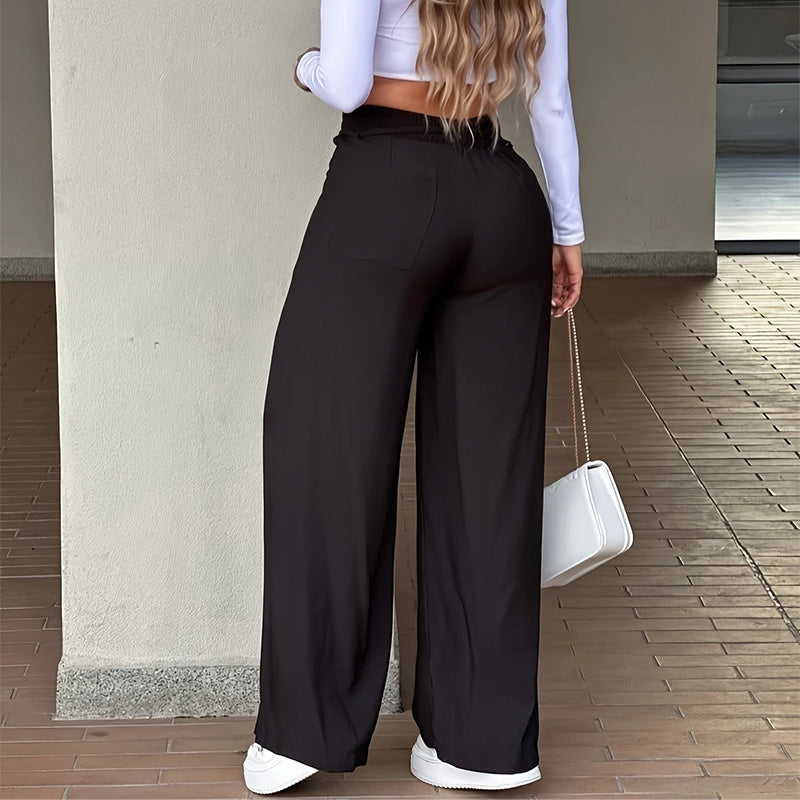 Damenhose mit hoher Taille und geradem Bein – Vordernaht & elastischer Bund hinten – Vielseitig, bequem & perfekt fürs Büro oder die Freizeit